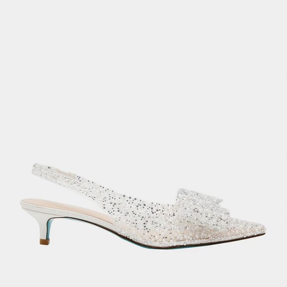 NWB$120 BETSEY JOHNSON Patti Faux Pearl Covered Slingback Kitten Heel w/ Bow 7.5 - Picture 5 of 10
